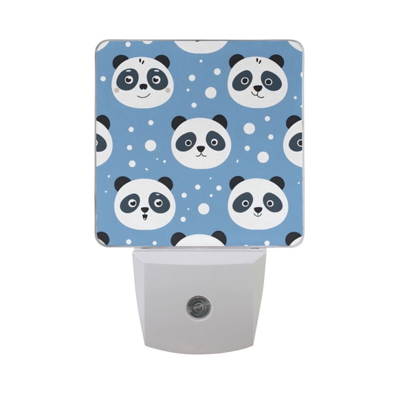 Cute Panda Head Night Light 2 Pack LED Nightlight Plug into Wall Dusk to Dawn Sensor Soft White