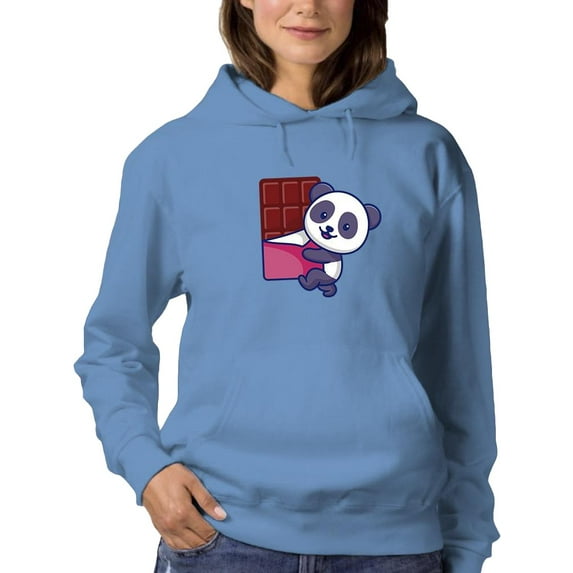 Cute Panda Holding Chocolate Hoodie Women -Image by Shutterstock, Female Medium