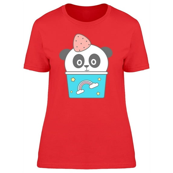 Cute Panda In A Cup Of Ice Cream T-Shirt Women -Image by Shutterstock, Female Large