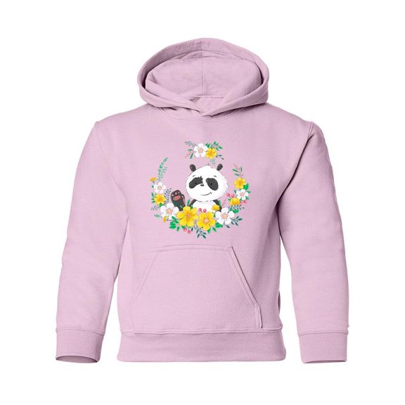 Cute Panda In Floral Wreath Hoodie Juniors -Image by Shutterstock,  x-Large
