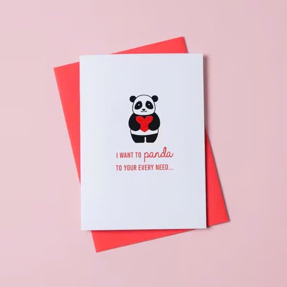 Cute Panda Love Card "I Want to Panda to Your Every Need" Adorable Greeting Card with Envelope Perfect for Valentine's Day, Anniversaries, or Just Because