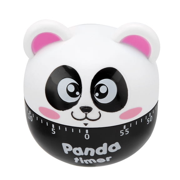 Cute Panda Mechanical Kitchen Cooking Timer Manual Animal Shape Loud Alarm Reminder Tool for Baking Frying Eggs (Pink / 2.6 x 2.8 inches)