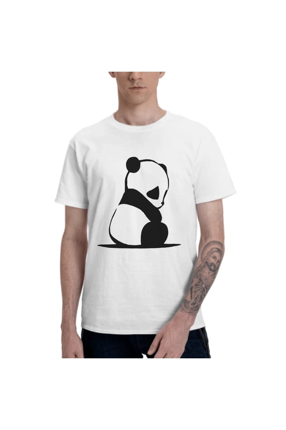 Cute Panda Men's T-Shirt Cotton 100% Summer Tops Fashion Casual Animal Short Sleeves for Men Women Round Collar Top Tees
