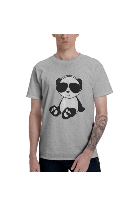 Cute Panda Men's T-Shirt Cotton 100% Summer Tops Fashion Casual Animals Short Sleeves for Men Women Round Collar Top Tees