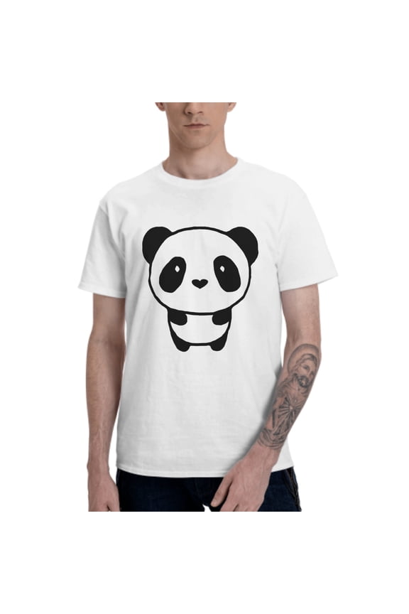 Cute Panda Men's T-Shirt Cotton 100% Summer Tops Fashion Casual Giant Panda Short Sleeves for Men Women Round Collar Top Tees