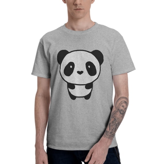 Cute Panda Men's T-Shirt Cotton 100% Summer Tops Fashion Casual Giant Panda Short Sleeves for Men Women Round Collar Top Tees