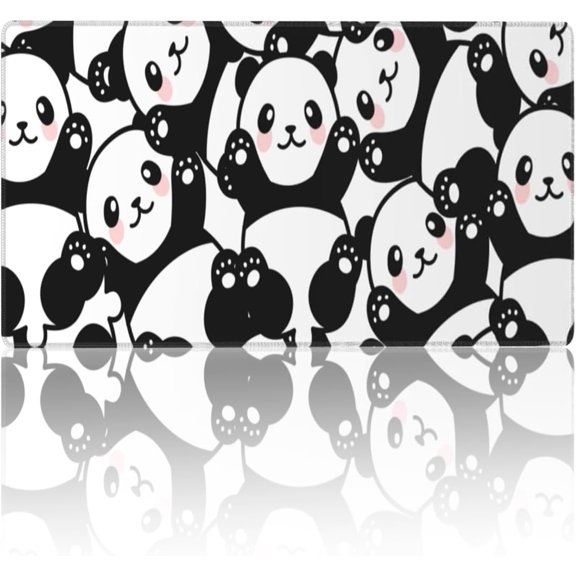Cute Panda Mouse Pad XXL Extended Gaming Mouse Mat Large Animal Theme Anime Mousepad Non-Slip Rubber Base Office Keyboard Desk Pads with Stitched Edges(Size:35.4x15.7in)