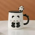 Cute Panda Mug Gifts Cup Panda Coffe Mugs with Lid & Spoon Panda Print