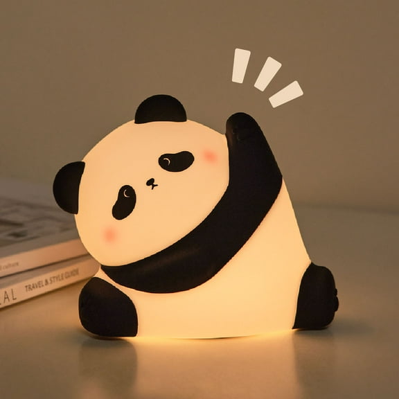 Cute Panda Night Light for Kids, Silicone Nursery Lamp with 3 Brightness Dimmable, 1800mAh Rechargeable Bedside Touch Lamp, LED Table Lamp 30 Minutes Timer, Squishy Night Light for Toddler Boy Girls