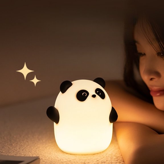 Cute Panda Night Light, LED Panda Lamp for Kids Sleep, Rechargeable Bedside Lamp, Soft Nursery Light Touch Control, Cute Gifts, Office Desk/Baby Boys/Girls Room Decor