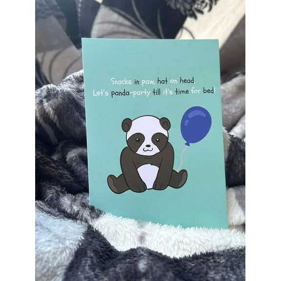 Cute Panda Party Card Lets Panda-Party Till Its Time for Bed Fun Design with Envelope Perfect for Birthdays, Celebrations, or Just Because