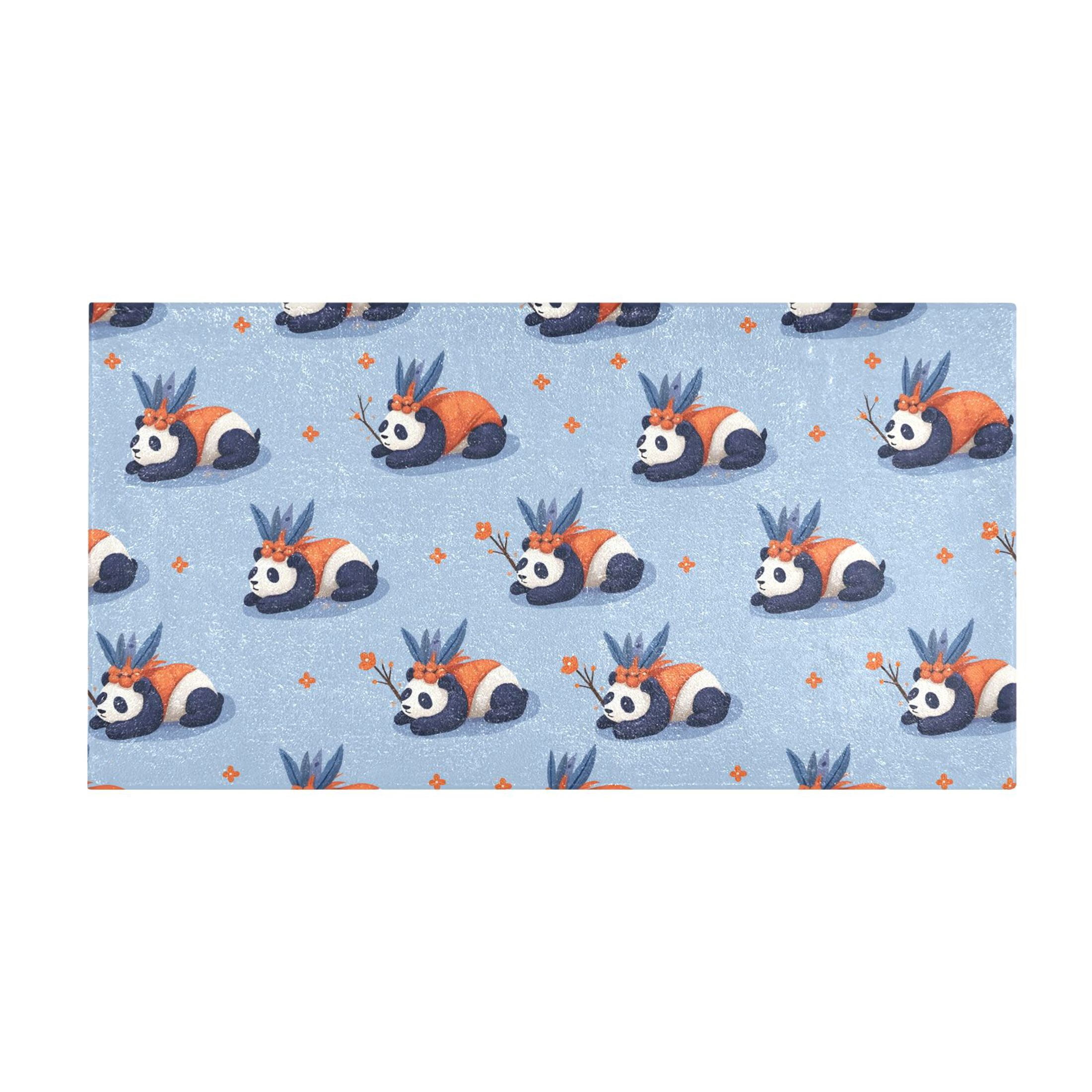 Cute Panda Pattern Bath Mat 39x20 Inch Soft Absorbent Non-Slip Plush ...
