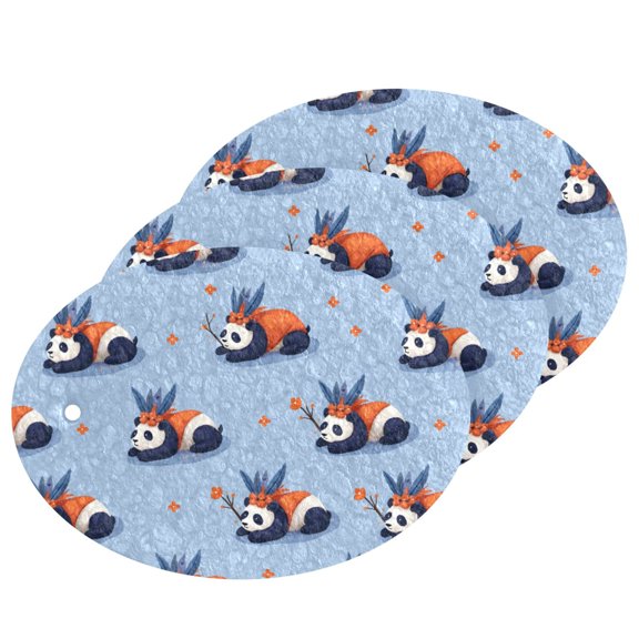 Cute Panda Pattern Cellulose Cleaning Sponge Set 3 Pack Compressed Kitchen Scrubber for Dishes