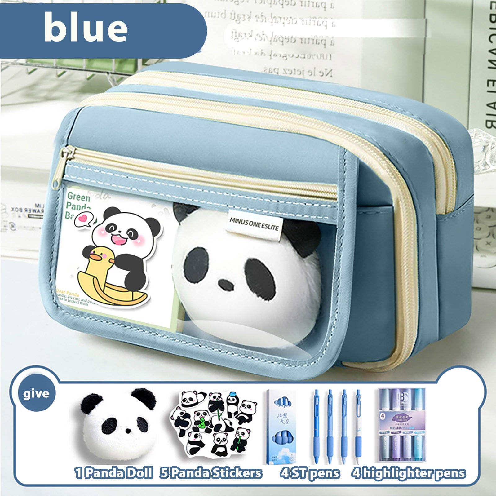 Panda etui - Panda schoolbenodigdheden met magnetische bladwijzer en