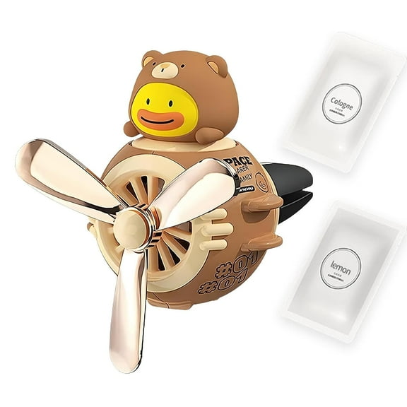 Cute Panda Pilot Car Air Fresheners, Panda Air Vent Clips, Cartoon Pilot Rotating Car Diffuser Decorations, Auto Air Conditioner Outlet Clips with 2 Packs Replacement Tablets