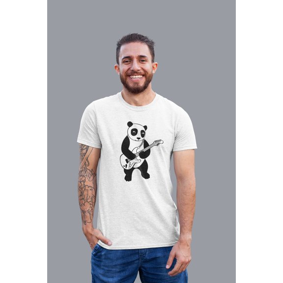 Cute Panda Playing Guitar Men T-Shirt, Music Tee, Guitarist Shirt, Cute Animal Guitar Tee, Music Gifts Unisex Mens Graphic Tshirt