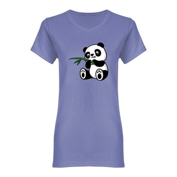 Cute Panda Playing With Bamboo Shaped T-Shirt Women -Image by Shutterstock, Female Large