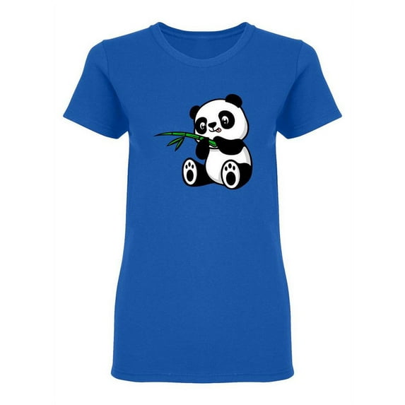 Cute Panda Playing With Bamboo Shaped T-Shirt Women -Image by Shutterstock, Female Medium