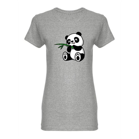 Cute Panda Playing With Bamboo Shaped T-Shirt Women -Image by Shutterstock, Female x-Large