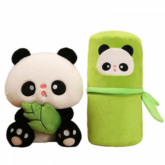 Cute Panda Plush with Bamboo Blanket, Soft Panda in Bamboo Stuffed Animals Toy, Kawaii Panda Bear Plushies Doll Gifts for Kids Girls Boys Birthday Valentine(9.5inch)