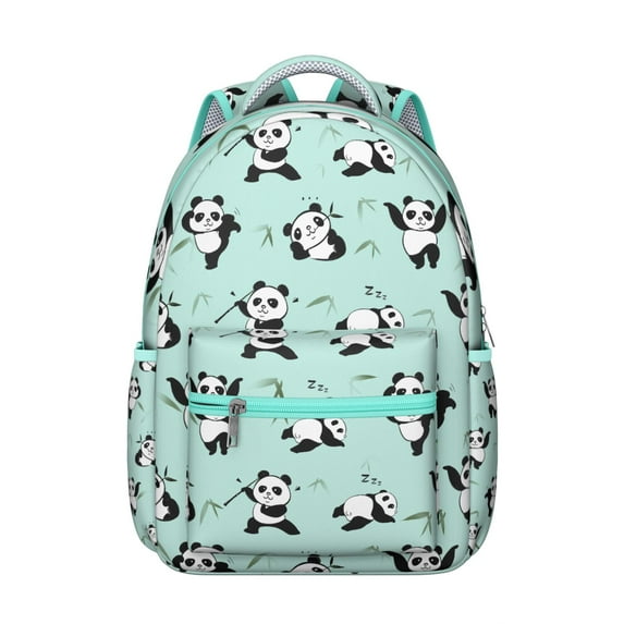 Cute Panda Print Backpack - Durable School Bag for High School & College, Water-Resistant Bookbag with Padded Straps, Roomy for Books & Essentials