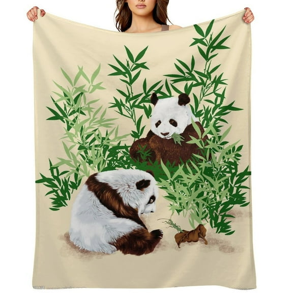 Cute Panda Printed Throw Blanket，Kids Adults Soft Lightweight Flannel Fleece Blanket for Couch Sofa Bed Living Room 40"×50"
