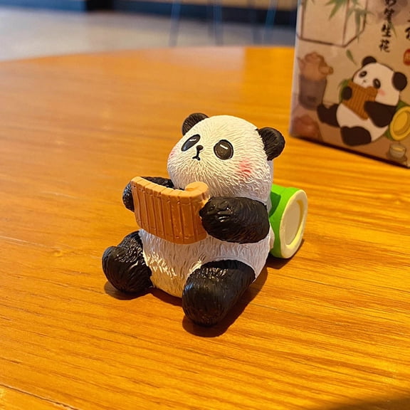 Cute Panda Resin Desktop Ornament Decorative Figurine For Home Living Room Birthday