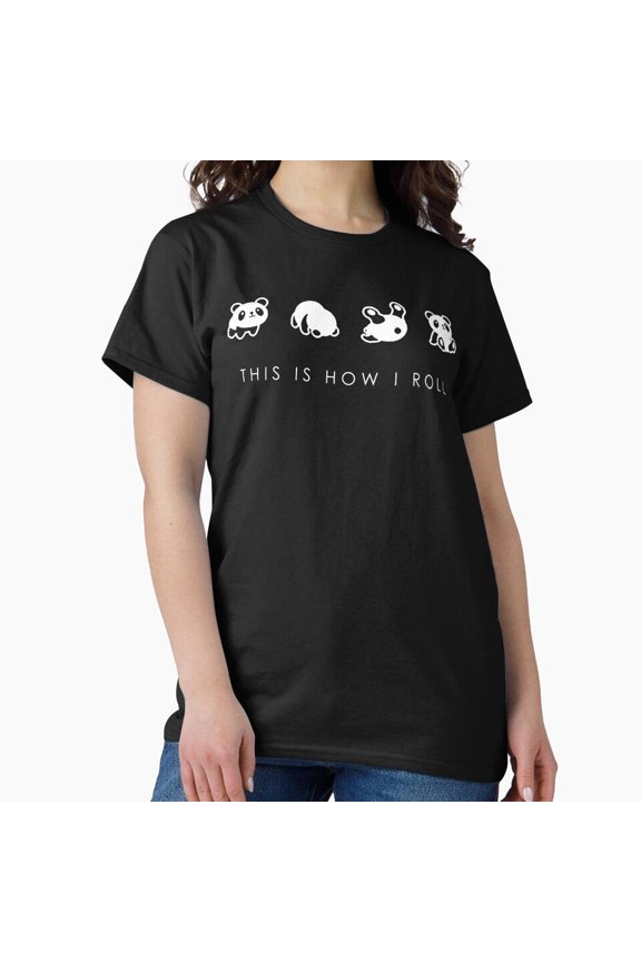 Cute Panda Rolling How I Roll T-Shirt Funny Animal Graphic Tee H1255, for Unisex, Up to Size 5XL