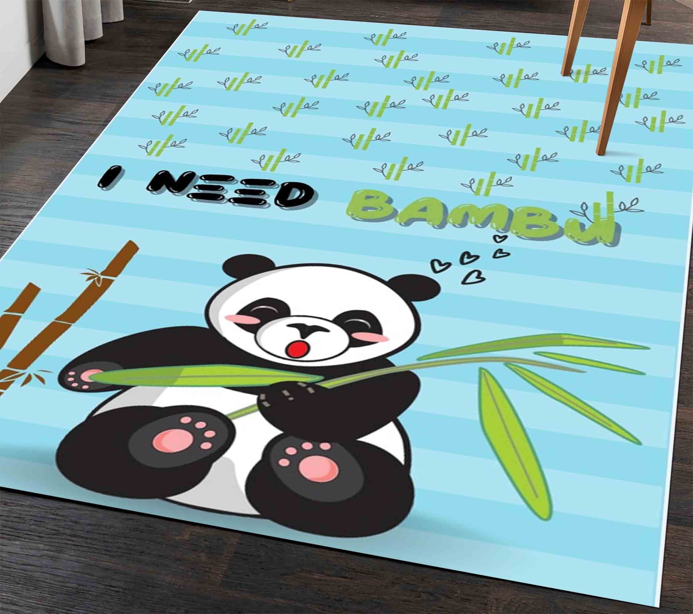 Cute Panda Rug, Printed Rug, Bathroom Rug, Step Rug, Blue Rug, Cute Rug ...