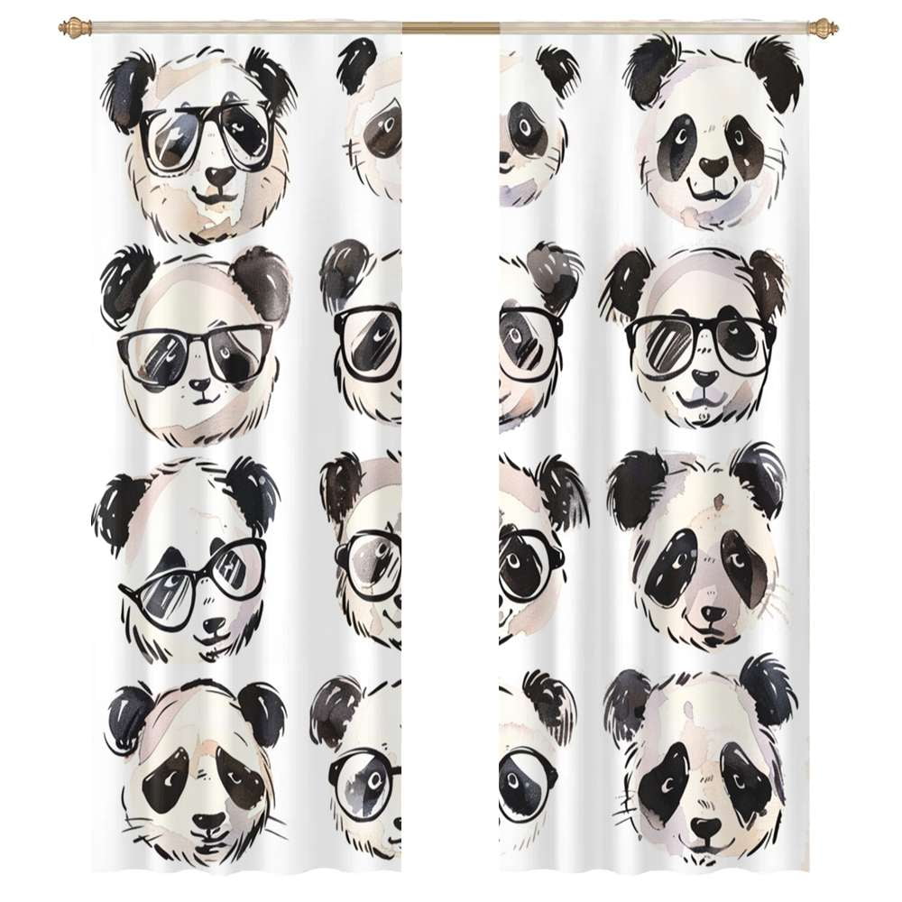 Cute Panda Sheer Voile Curtain Window Tulle Curtains For Living Room ...