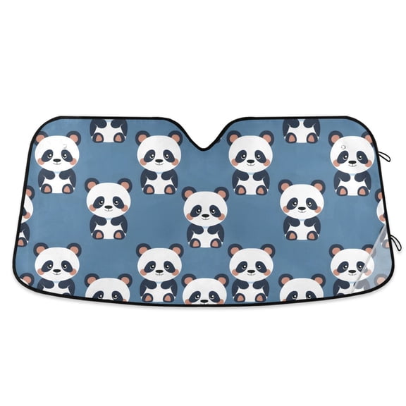 Cute Panda Sit Car Windshield Sun Shade Foldable Car Front Window Visor Heat and UV Protection 53x23.5