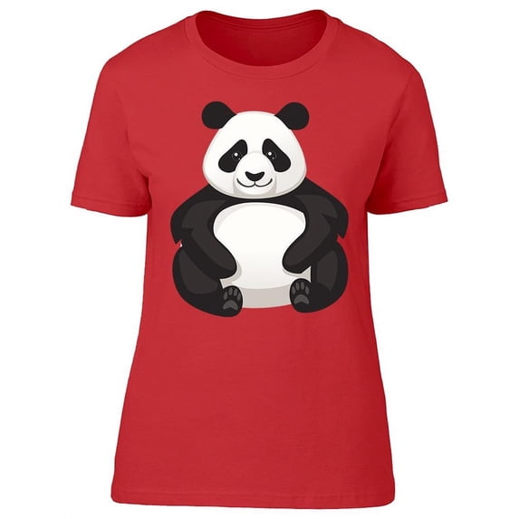 Cute Panda Sitting Happy T-Shirt Women -Image by Shutterstock, Female x-Large