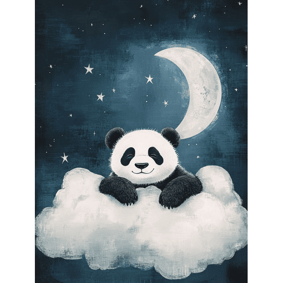 Cute Panda Sleeping on Cloud Canvas Print/Wall Art Suitable for Bedroom Decoration Living Room Decor Nursery Decor Kids Room Decor and Office Decor