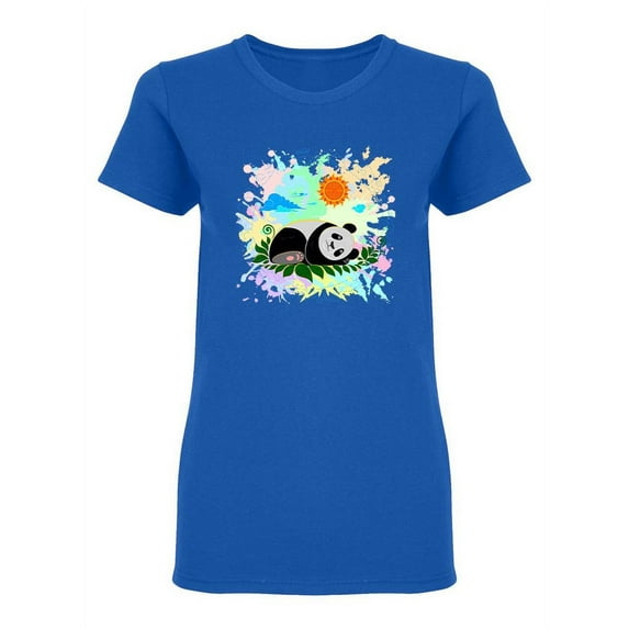 Cute Panda Sleeping Design Shaped T-Shirt Women -Image by Shutterstock, Female XX-Large