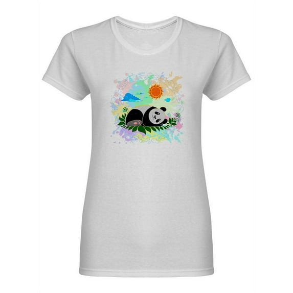 Cute Panda Sleeping Design Shaped Tee Women's -Image by Shutterstock