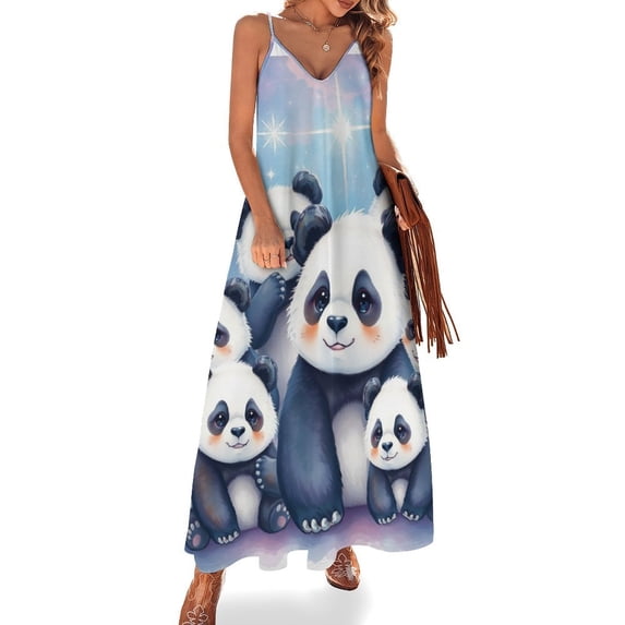 Cute Panda Sleeveless Dress Dresses Summer Elegant Dresses for Women Long Dress