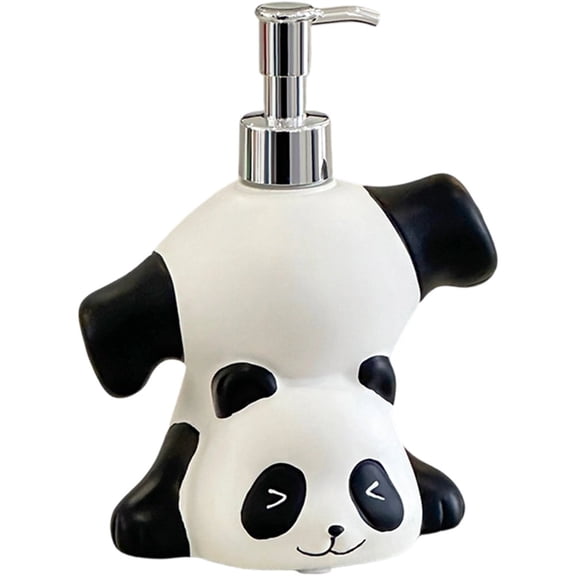 Cute Panda Soap Dispenser Bottle Bathroom Refillable Shampoo Bottle Countertop Liquid Hand Jar Dispenser