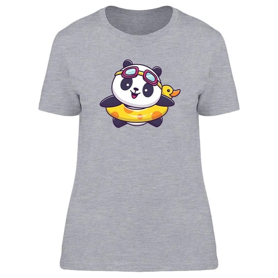 Cute Panda Swimming Design T-Shirt Women -Image by Shutterstock, Female Large