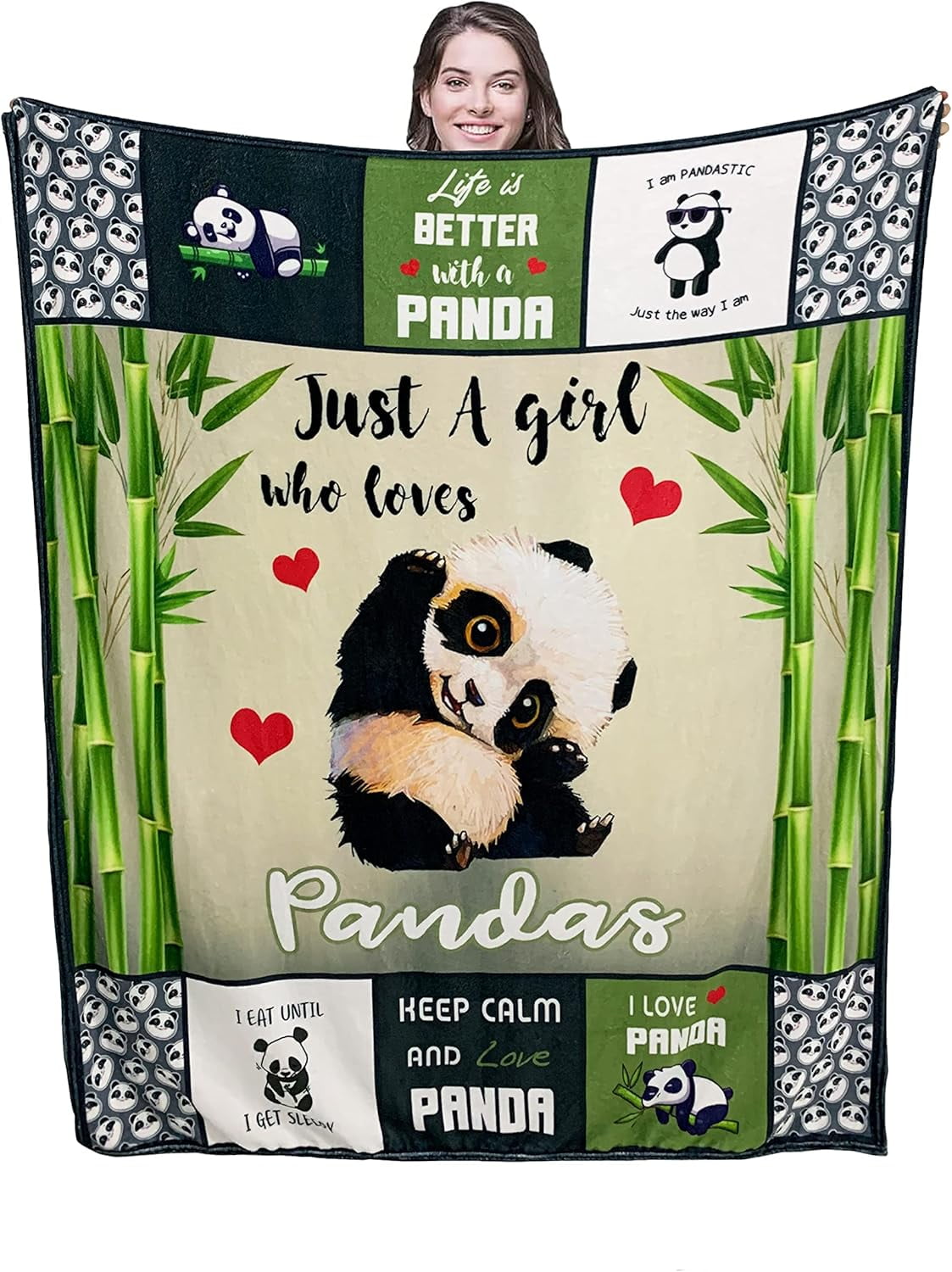 Cute Panda Throw Blanket for Kids Warm Soft Micro Flannel Blanket for Bed/Sofa/Travel/Living Room Decor 50x60 Inch