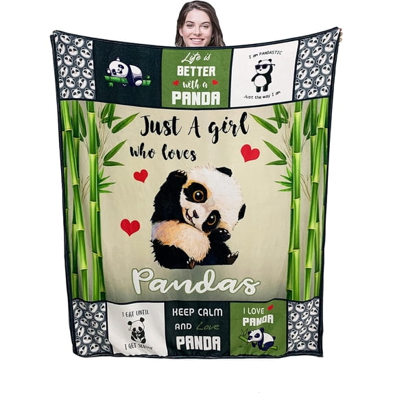 Cute Panda Throw Blanket for Kids Warm Soft Micro Flannel Blanket for Bed/Sofa/Travel/Living Room Decor 60x80 Inch