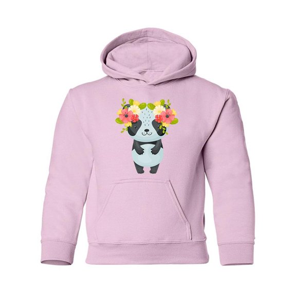 Cute Panda With Floral Wreath Hoodie Juniors -Image by Shutterstock, Large