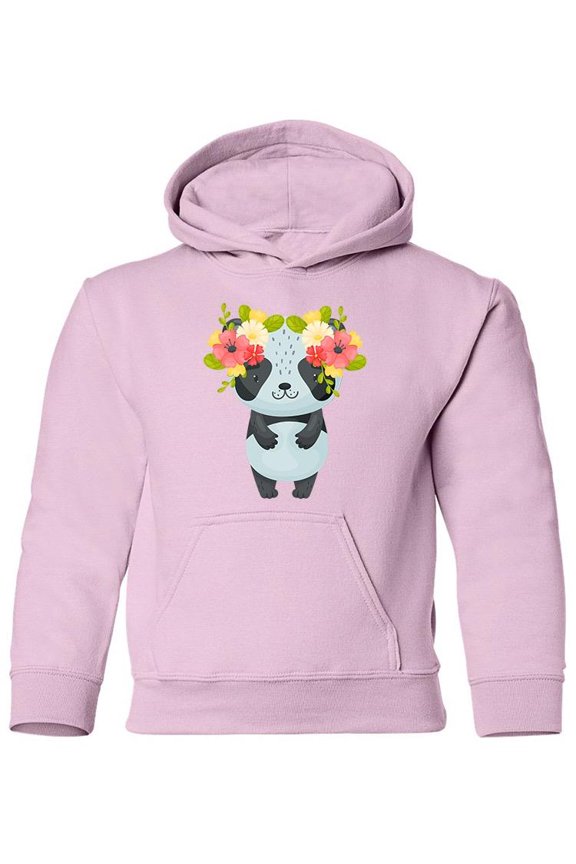 Cute Panda With Floral Wreath Hoodie Juniors -Image by Shutterstock,  Medium