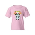 thumbnail image 1 of Cute Panda With Floral Wreath T-Shirt Juniors -Image by Shutterstock,  Medium, 1 of 4