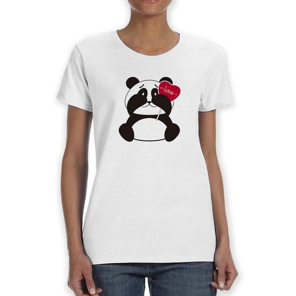Cute Panda With Love Popsicle Shaped T-Shirt Women -Image by Shutterstock, Female 3X-Large