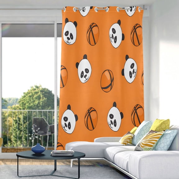 Cute Panda and Basketball Blackout Curtains 84"x52" Thermal Insulated Curtain 1 Panel