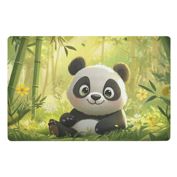 Cute Panda in Bamboo Forest Floor Door Mat Outdoor Indoor for Home Entrance Welcome Mats 32"x20"