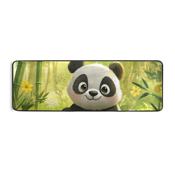 Cute Panda in Bamboo Forest Runner Rug for Hallways Kitchen Non Slip 2'x 6' Washable Hall Carpet for Bedroom Entryway Laundry Room