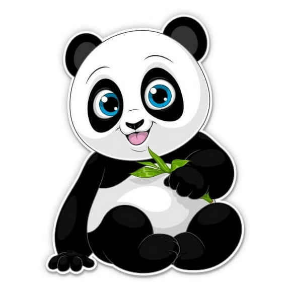 Cute Panda with Bamboo - 3" Vinyl Sticker - For Car Laptop Water Bottle Phone - Waterproof Decal