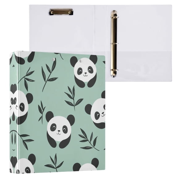 Cute Pandas 3 Ring Hardcover Binders 1.5in Round Rings for Letter-Size Folder Paper Organizer Pockets for Office Student Recipe
