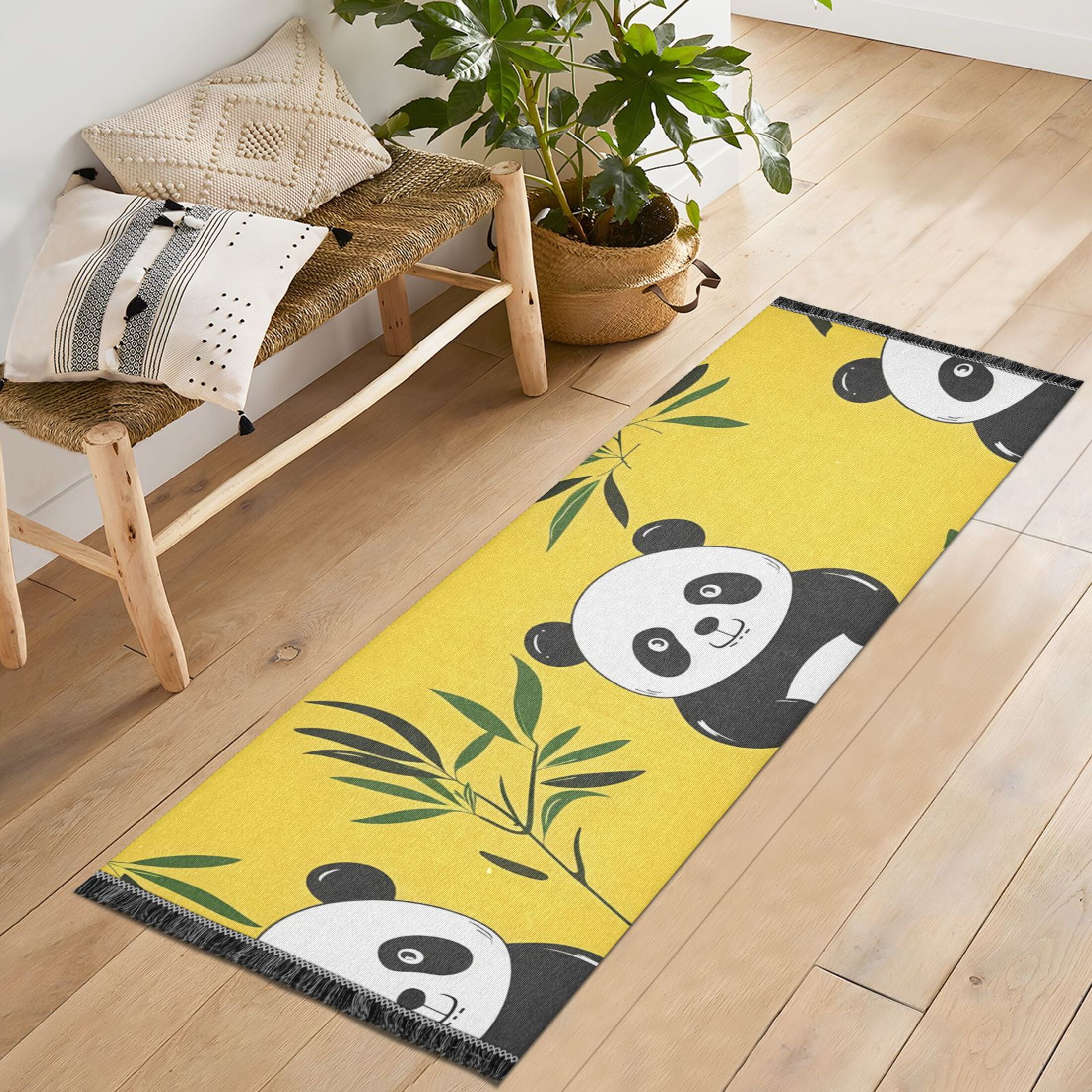Cute Pandas Runner Rug 2'x6' Hallway Area Rugs Vintage Non Slip ...